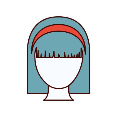 renk bölümleri düz saç modeli ve yay dantel ile meçhul kadın siluet