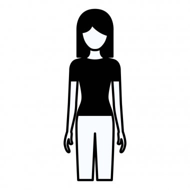 meçhul tam vücut kadın pantolon ve kısa saç siluet siyah kalın kontur