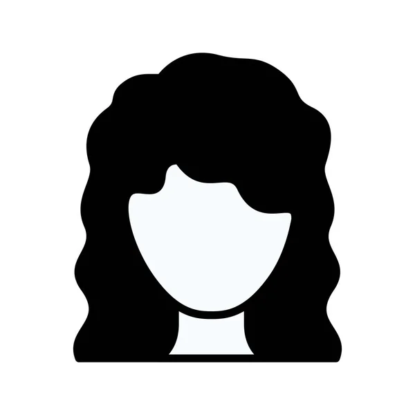 Černá silueta tlusté obrys anonymní ženy s vlnovkou střední účes — Stockový vektor