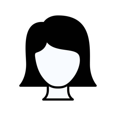 Önden Görünüm meçhul kadın düz kısa saçlı siyah siluet kalın kontur