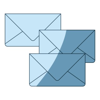 Mavi gölgelendirme siluet zarfların posta