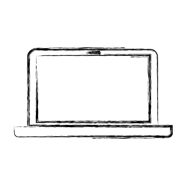 Silhouette floue monochrome de l'ordinateur portable — Image vectorielle