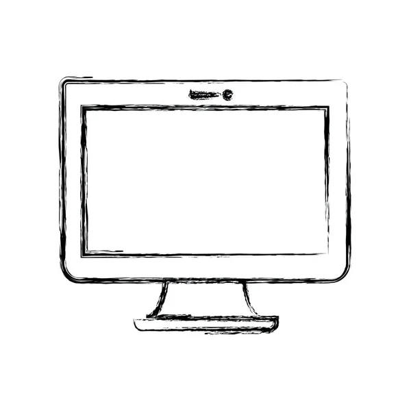 Silhouette sfocata monocromatica del monitor LCD — Vettoriale Stock