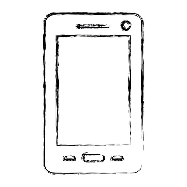 Fekete-fehér homályos sziluettje smartphone — Stock Vector