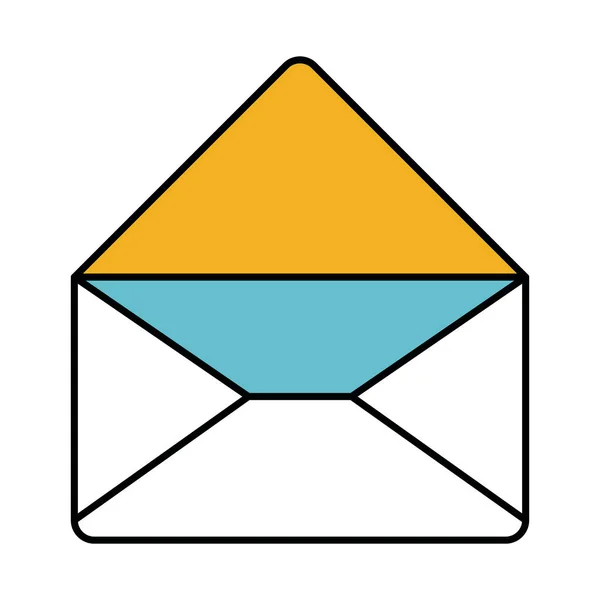 Cor seções silhueta de envelope correio aberto em close-up — Vetor de Stock