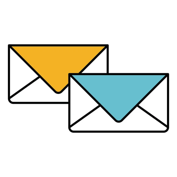 Cor seções silhueta de envelopes de correio — Vetor de Stock