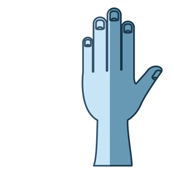Silhouette ombragée bleue de la main gauche — Image vectorielle