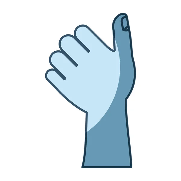 Silueta de sombreado azul del pulgar izquierdo hacia arriba — Vector de stock