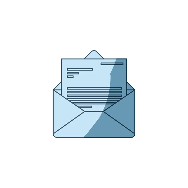 Silhouette bleue ombragée de la poste enveloppe ouverte par lettre — Image vectorielle