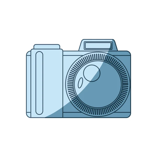 Blauwe arcering silhouet van fotocamera — Stockvector