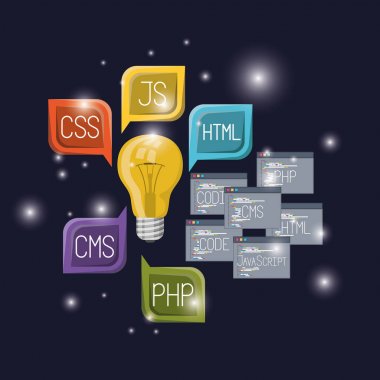Ampul parlaklığı sayesinde koyu arka plan mavi ve windows ile web programlama Dil kodları ayarlayın