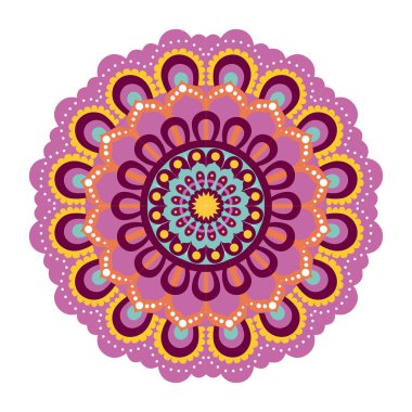 renkli çiçek mandala vintage Dekoratif süsleme ile beyaz arka plan