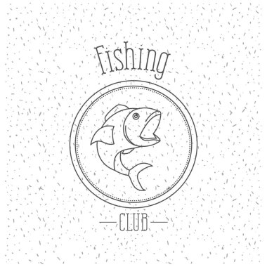 tek renkli siluet amblemi balık logo Balıkçılık Kulübü ile ışıltı ile beyaz arka plan