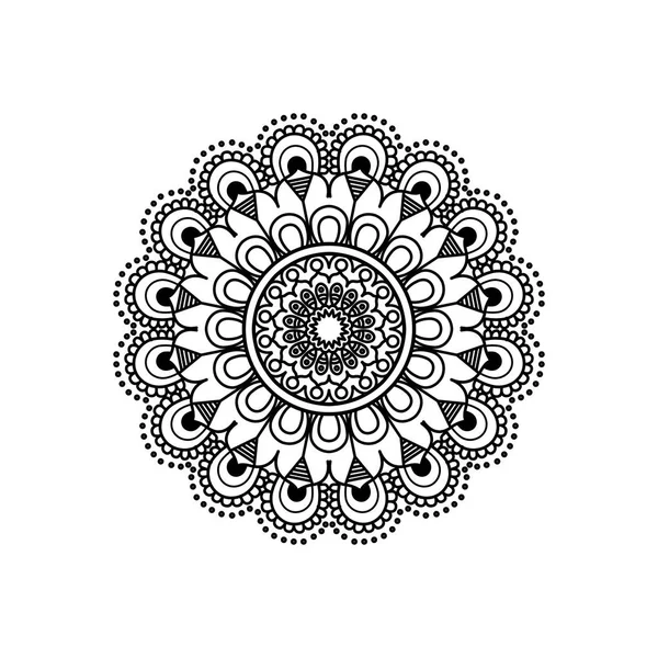 Monochromatisch bloem mandala vintage decoratieve sieraad — Stockvector