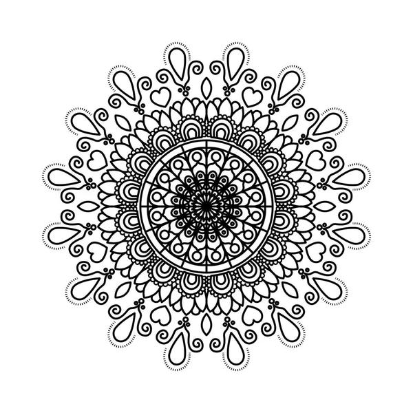 Черный силуэт цветок мандала винтажный декоративный вихрь орнамент — стоковый вектор