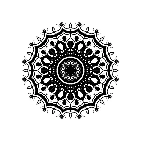 Fekete-fehér absztrakt virág mandala vintage dekoratív dísz — Stock Vector