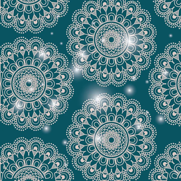 Blauwe lichte kleur achtergrond met helderheid en patroon bloem mandala decoratieve — Stockvector