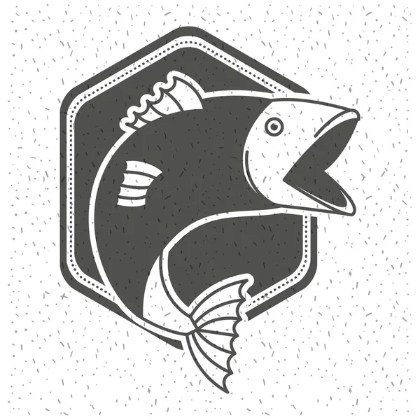 Weißer Hintergrund mit Glanz der monochromen Silhouette Emblem mit Fisch — Stockvektor