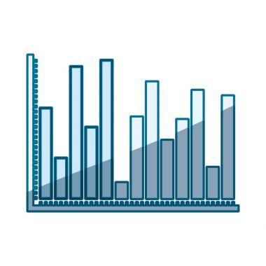 Mavi gölgelendirme silüeti istatistik çubuk grafikler