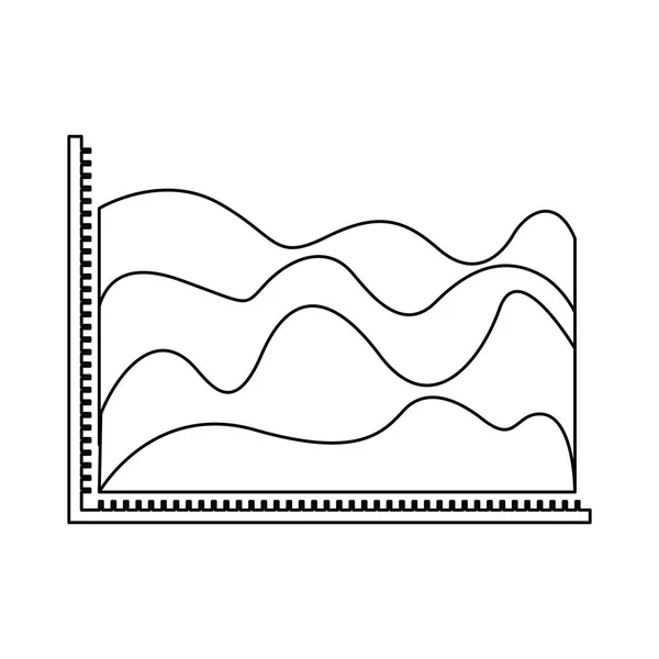 Svartvit siluett av statistik grafik i form av vågor — Stock vektor