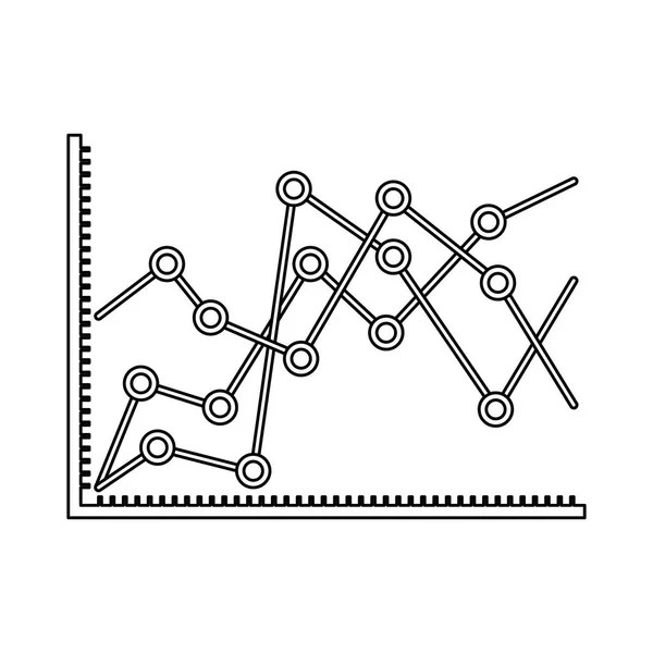 Monokrom silhuetten av statistiska diagram linjärt stigande — Stock vektor