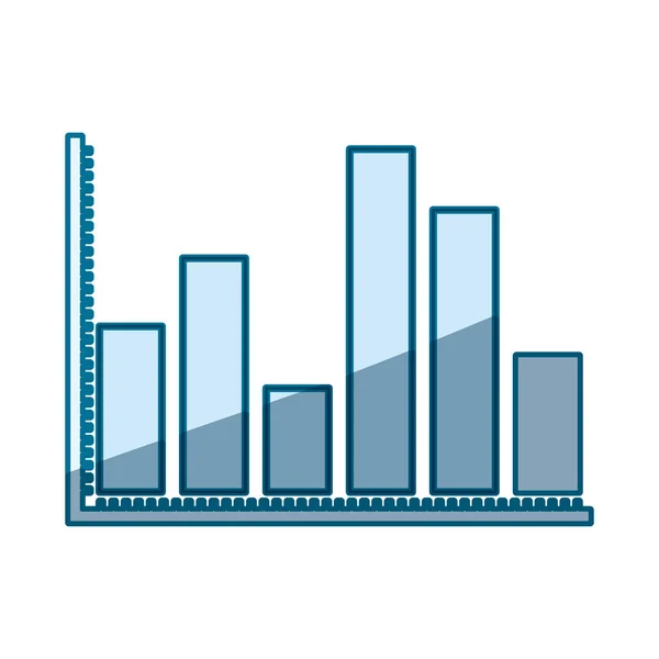 Silhouette blu di ombreggiatura dei grafici statistici con barre spesse — Vettoriale Stock