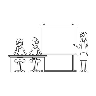 kadın yönetici hatip presentacion iş insanlar için bir Resepsiyon oturan kadın çifti ile tek renkli arka plan