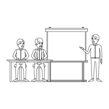 executive öğretim görevlisi presentacion iş adamları için bir Danışma içinde oturan adam çifti ile tek renkli arka plan