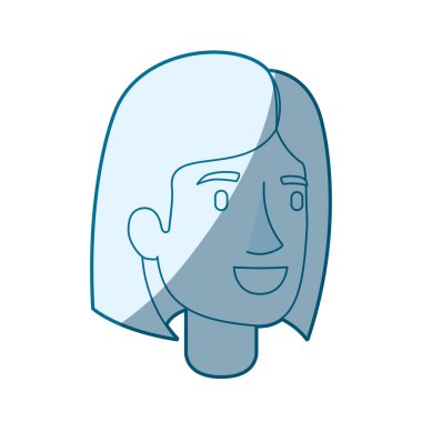 mavi renk siluet gölgelendirme kadın yüz kısa düz saç modeli ile