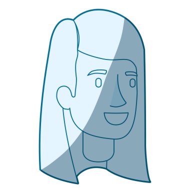 mavi renk siluet gölgelendirme kadın yüzü uzun düz saç modeli ile