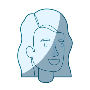 mavi renk siluet gölgelendirme kadın yüz dalgalı saç modeli ile