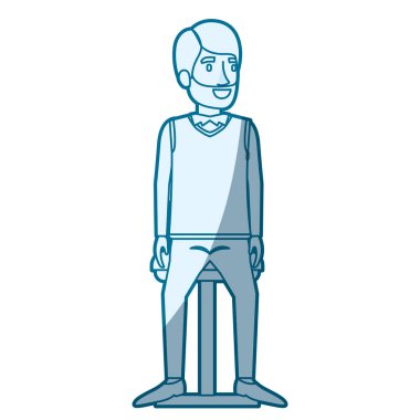 resmi kıyafetler ve Kızıl saçlı sakallı adam, gölgelendirme ve sandalyede oturan mavi renk siluet