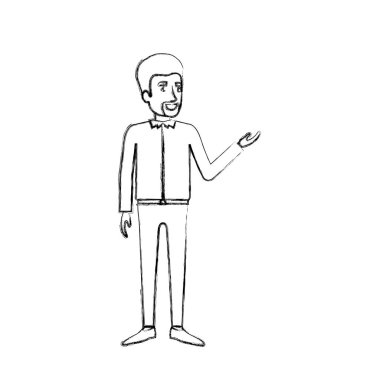 bulanık resmi giysilerle ayakta van dyke sakallı adam silüeti