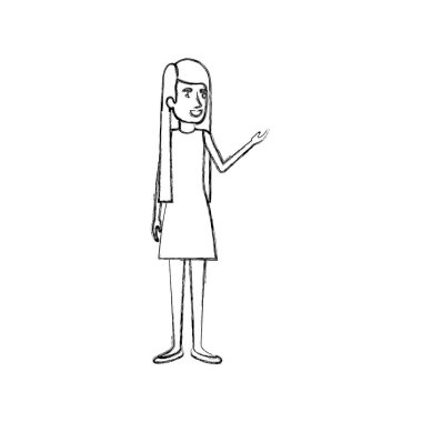 bulanık elbiseli düz uzun saçlı duran kadın silüeti