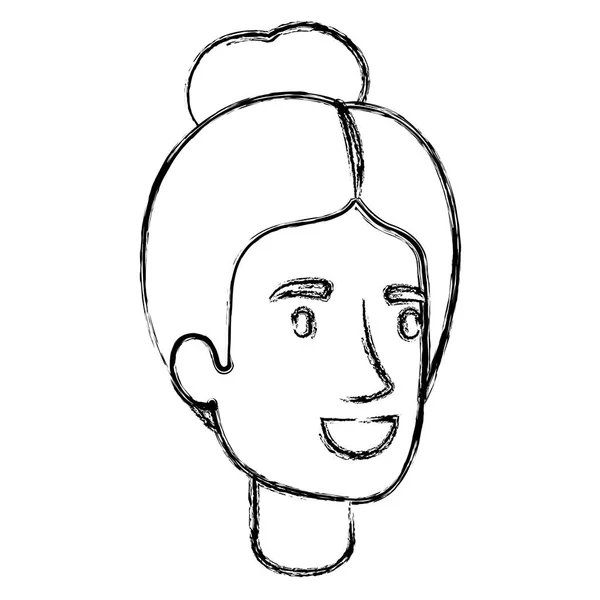 Silueta borrosa de cara de mujer con peinado recogido — Archivo Imágenes Vectoriales
