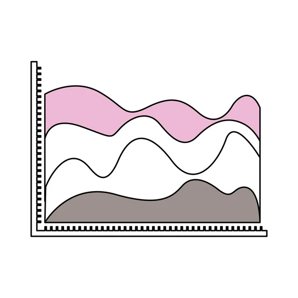 Silhouette färg sektioner av statistik grafik i form av färger vågor — Stock vektor