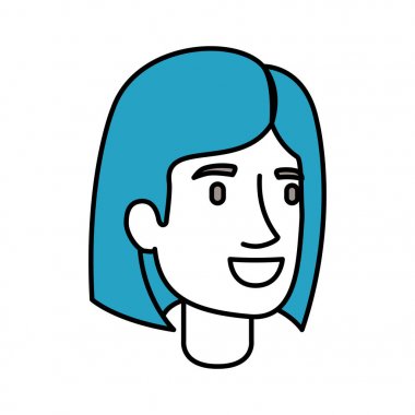 kadın yüzü ile kısa düz saç siluet renk bölümleri