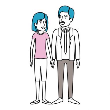 siluet renk bölümleri insan ve duran kadın ve onu kısa saç ve onu kravat ile resmi elbiseli