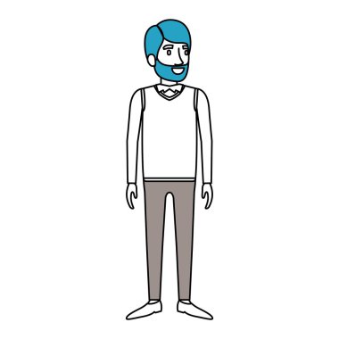 sakallı adam resmi takım elbise ve ceket ile ayakta siluet renk bölümleri