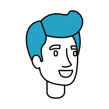 siluet renk bölümleri pompadour mavi saçlı adam yüzünün