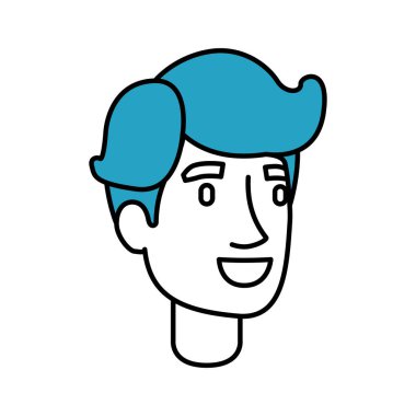 siluet renk bölümleri yan saçak ile adam yüzünün mavi saç