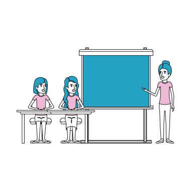 siluet renk bölümleri ile çift kadın yönetici olarak presentacion iş adamları için bir Resepsiyon oturan kadın