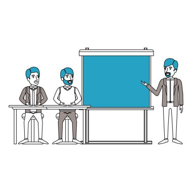 siluet renk bölümleri ile çift çift hatip presentacion iş adamları için bir Resepsiyon oturan adamın