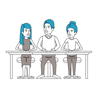 siluet renk bölümleri masasında oturan ekip çalışması