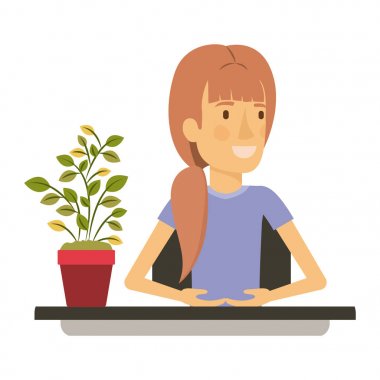 siluet renk closeup yarım vücut kadın yardımcı Resepsiyon ile at kuyruğu saç '