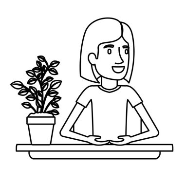 siyah siluet yarım vücut kadın yardımcı Resepsiyon kısa saçlı '