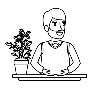 siyah siluet closeup yarım vücut Resepsiyon resmi elbiseli adam asistan sakallı