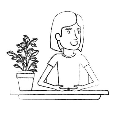 bulanık siluet yarım vücut kadın yardımcı Resepsiyon kısa saçlı '