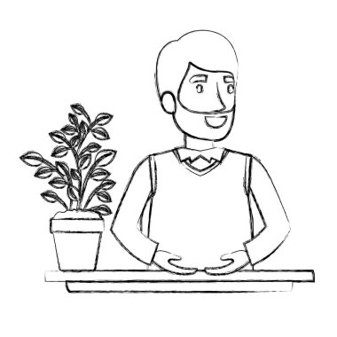 bulanık siluet yarım vücut sakallı adam görevlisi Resepsiyon resmi elbiseli