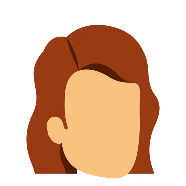 Sagoma colorata di donna senza volto con capelli rossi corti ondulati — Vettoriale Stock